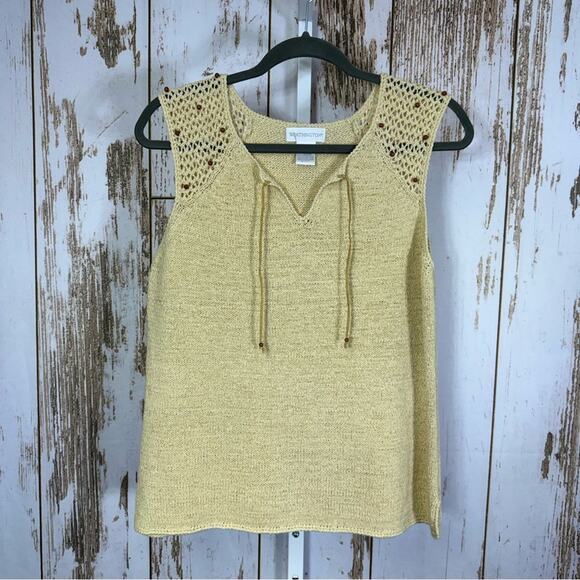 Worthington Tops - Worthington Tan Knit Tank Top with Beaded Crochet Details. Size XL.